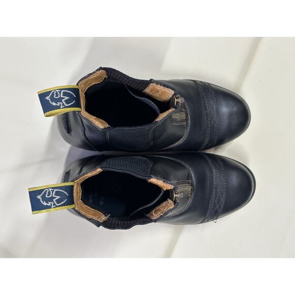Moretta Clio Paddock Boots Kids Size 2 Leather Equestrian Riding Black Boots